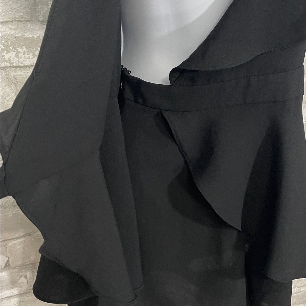 Lulu's Aldrin Black Ruffled Backless Wrap Skort R… - image 7